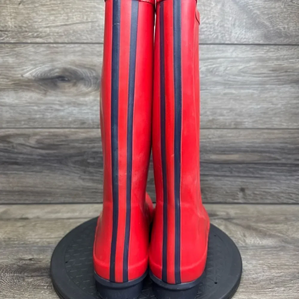 Joules Women Roll Up Wellies Size 10 Bright Red